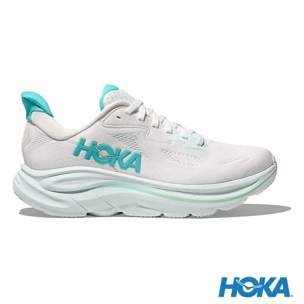 HOKA 女 Clifton 10 D版寬楦 路跑鞋 白/天空藍 1162050WTCL