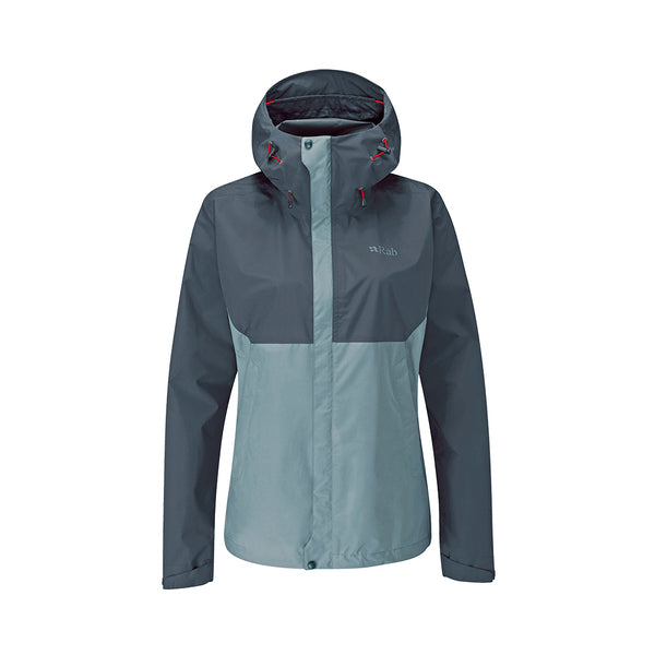 【英國 RAB】Downpour Eco Jacket 透氣防風防水連帽外套 女款 獵戶藍/灰 #QWG83