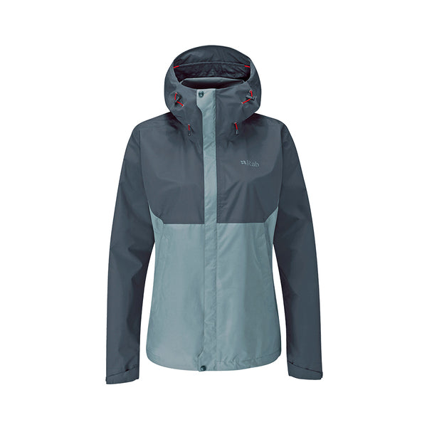 RAB 英國 Downpour Eco Jacket 透氣防風防水連帽外套 女款 獵戶藍/灰 QWG83