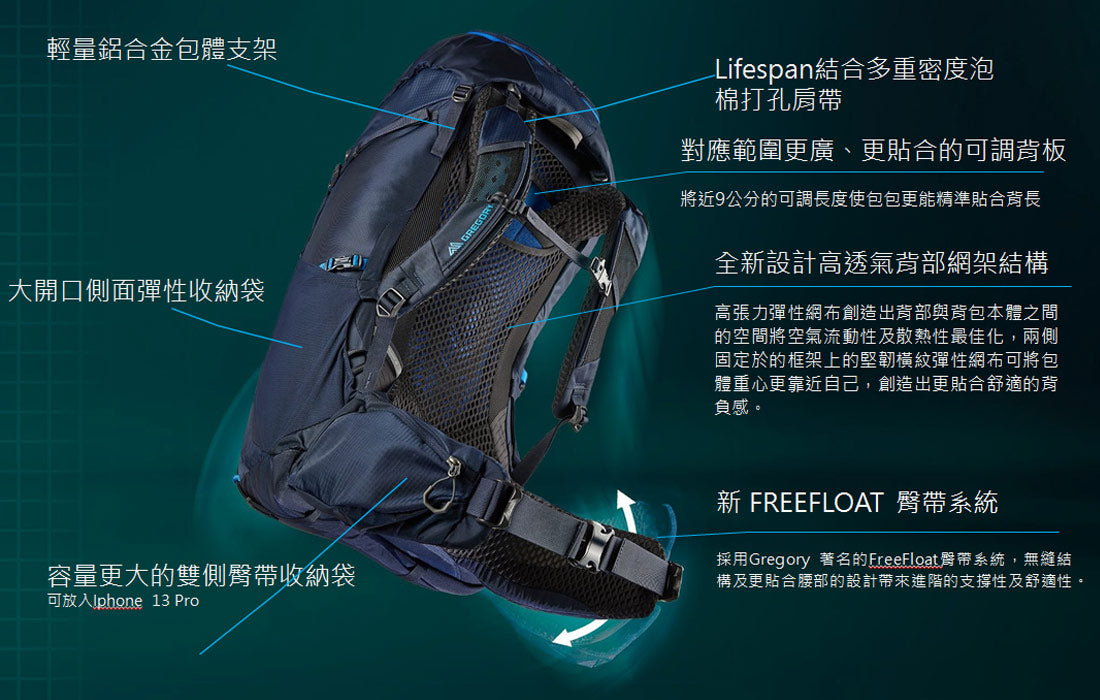 Gregory Jade 43L 女 登山背包 午夜藍 145657-1552