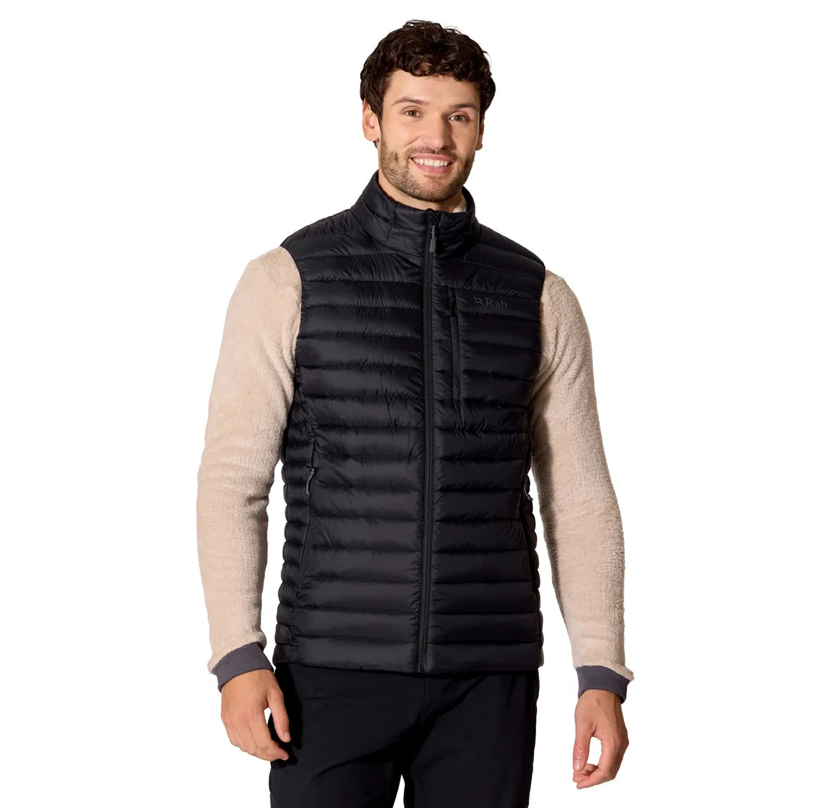 Rab Microlight Vest 男 輕量防風羽絨立領背心 黑色 QDB96