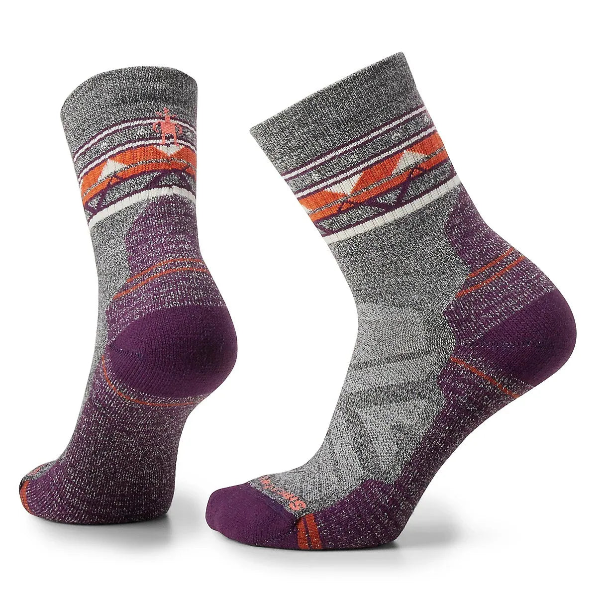 SmartWool 女 機能戶外全輕量減震 民族風印花 中筒襪 淺灰 SW001580H85