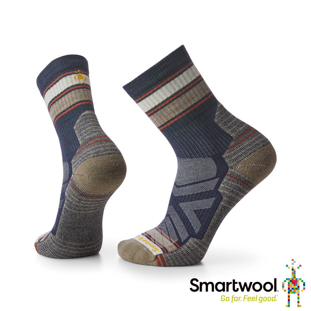 Smartwool 機能 戶外 全輕量減震 條紋中筒襪 深海軍藍 SW001609092