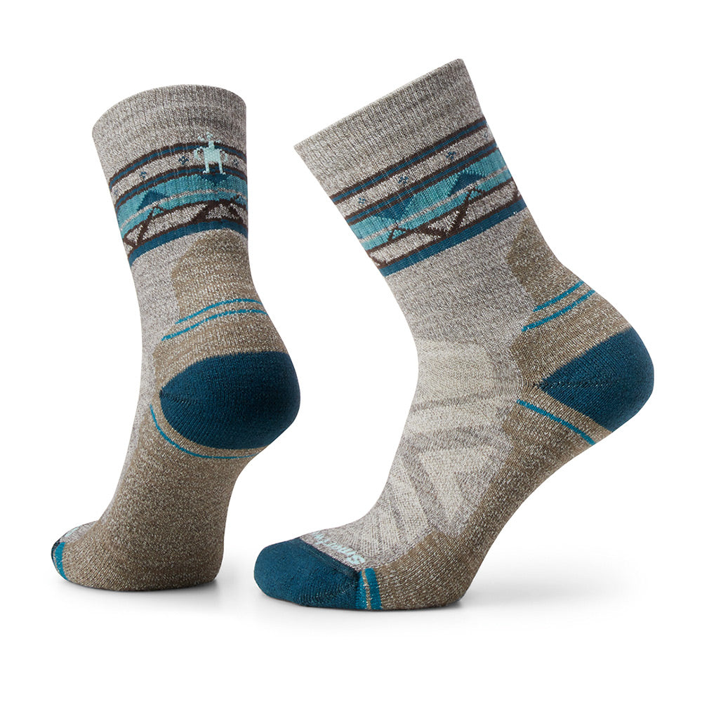 SmartWool 女 機能戶外 全輕量減震 民族風印花 中筒襪 灰褐 SW001580G26