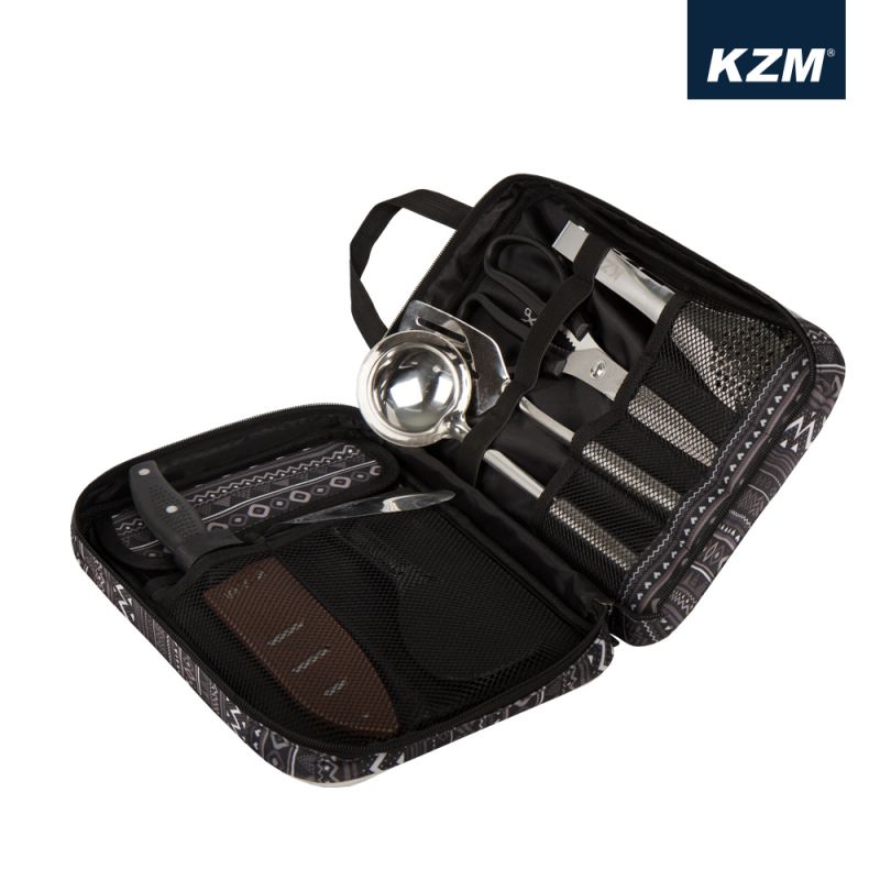 KZM 彩繪民族風廚房用具8件組 黑色 K9T3K011