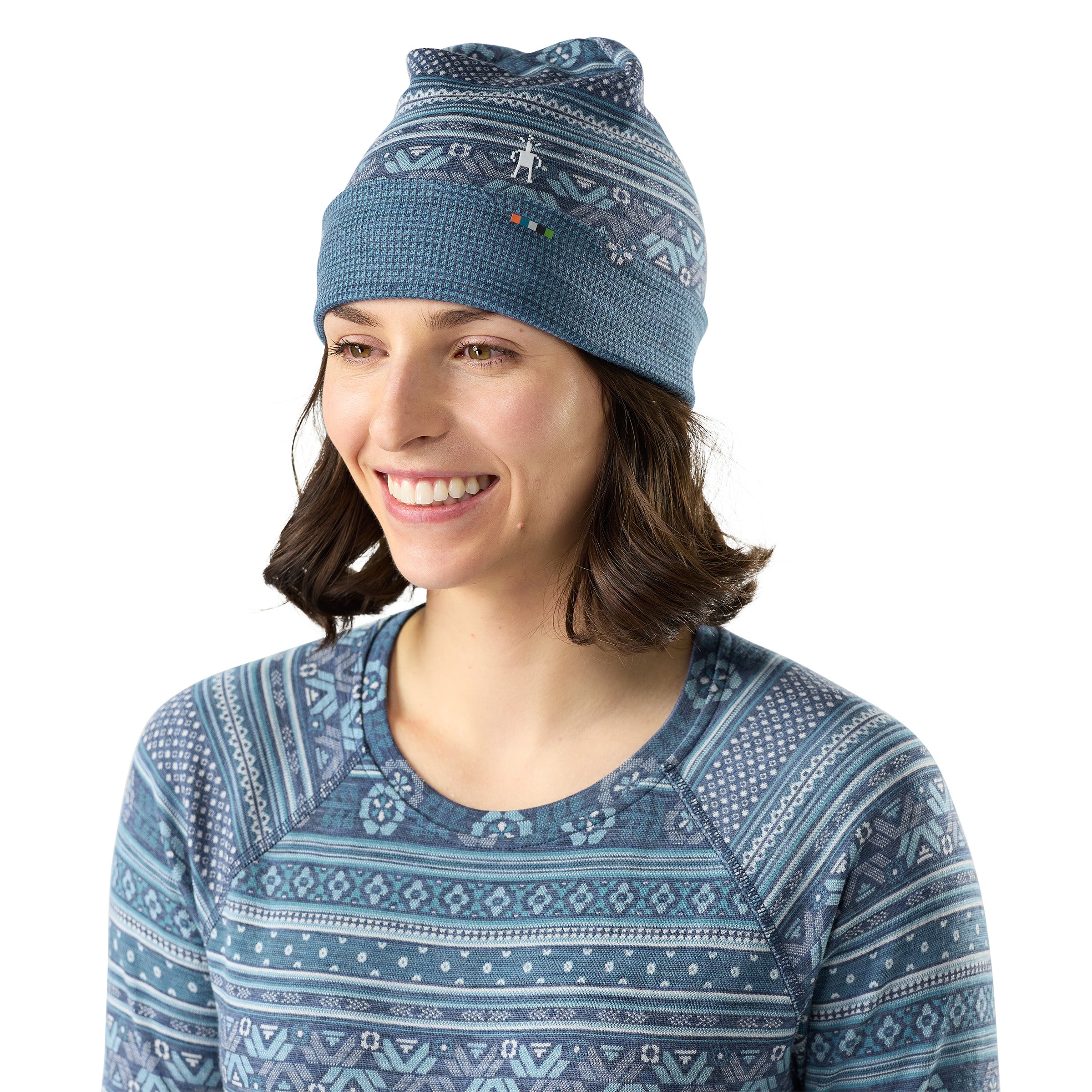 Smartwool Thermal 美麗諾羊毛 反摺毛帽 圖騰暮藍 SW0SW956R34