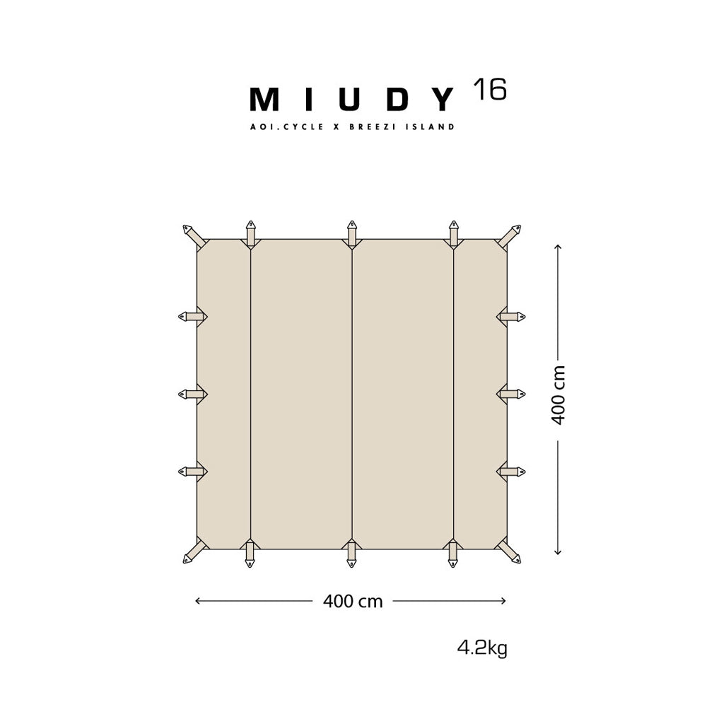 MIUDY16 T/C棉雪貂天幕 4X4M 方形天幕 UV 版