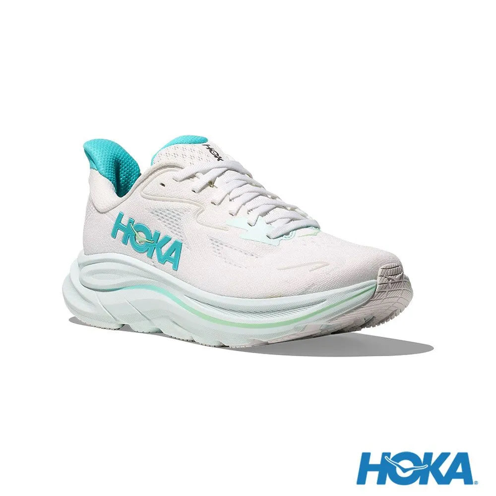 HOKA 女 Clifton 10 寬楦 路跑鞋 白/天空藍 HO 1162050WTCL