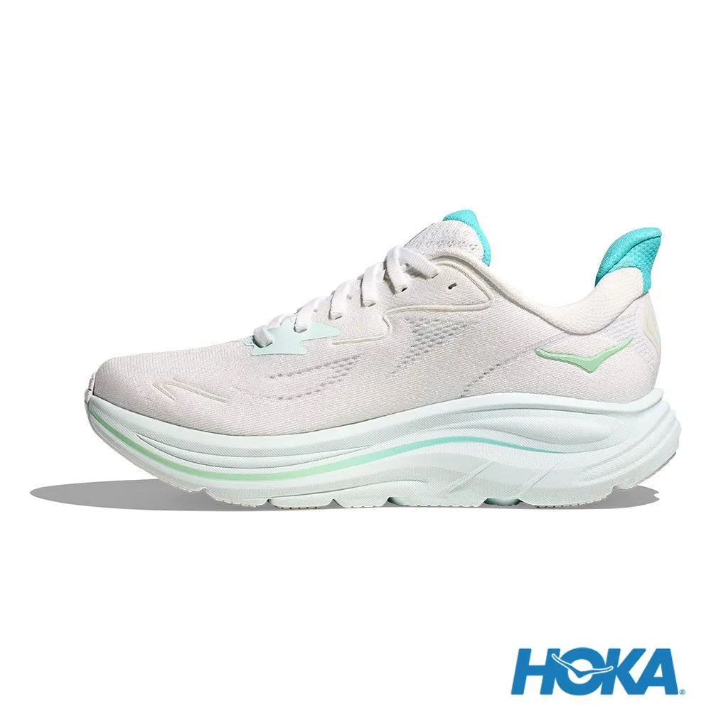 HOKA 女 Clifton 10 寬楦 路跑鞋 白/天空藍 HO 1162050WTCL