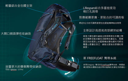 Gregory Jade 43L 女 登山背包 午夜藍 145657-1552
