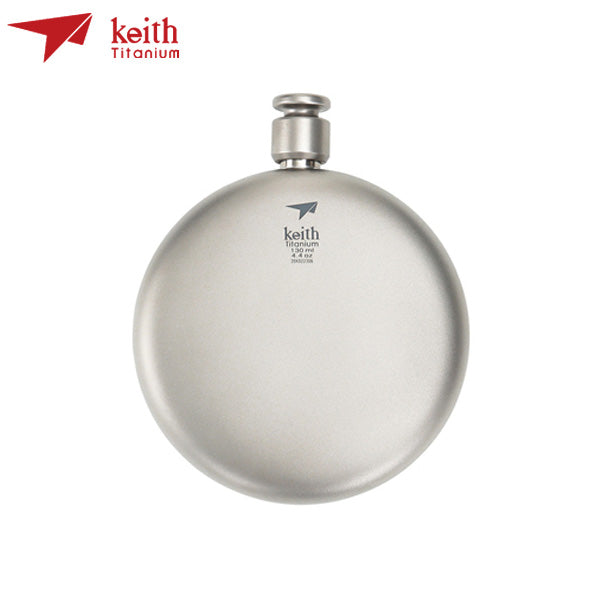 Keith 鎧斯紳士皮套圓形鈦酒壺 130ml TI9303