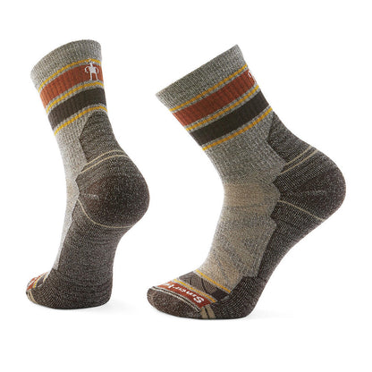 Smartwool 機能 戶外 全輕量減震 條紋 中筒襪 灰褐 SW001609G26