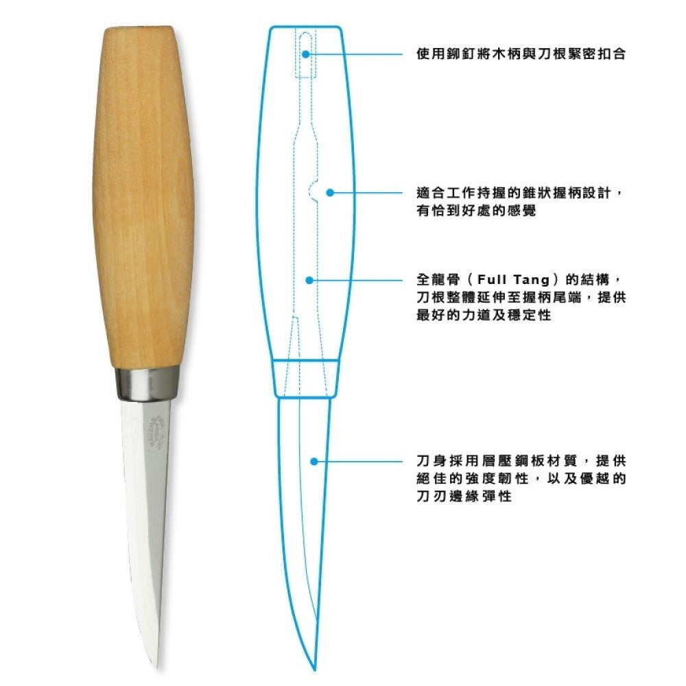 MORAKNIV Wood Carving 105 層壓鋼經典木雕刀 原木色 106-1650