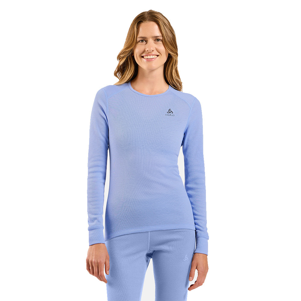 ODLO ECO 女 銀離子 保暖型 圓領 長袖 上衣 藍鷺 159101-21073