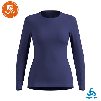 ODLO ECO 女 銀離子 保暖型 圓領 長袖 上衣 航海藍 159101-21119