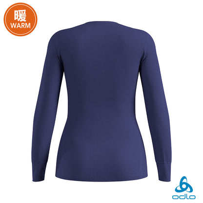 ODLO ECO 女 銀離子 保暖型 圓領 長袖 上衣 航海藍 159101-21119