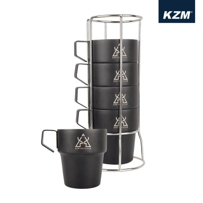 KZM 300ml 不鏽鋼雙層馬克杯 5入組 (啞光黑) K21T3K03