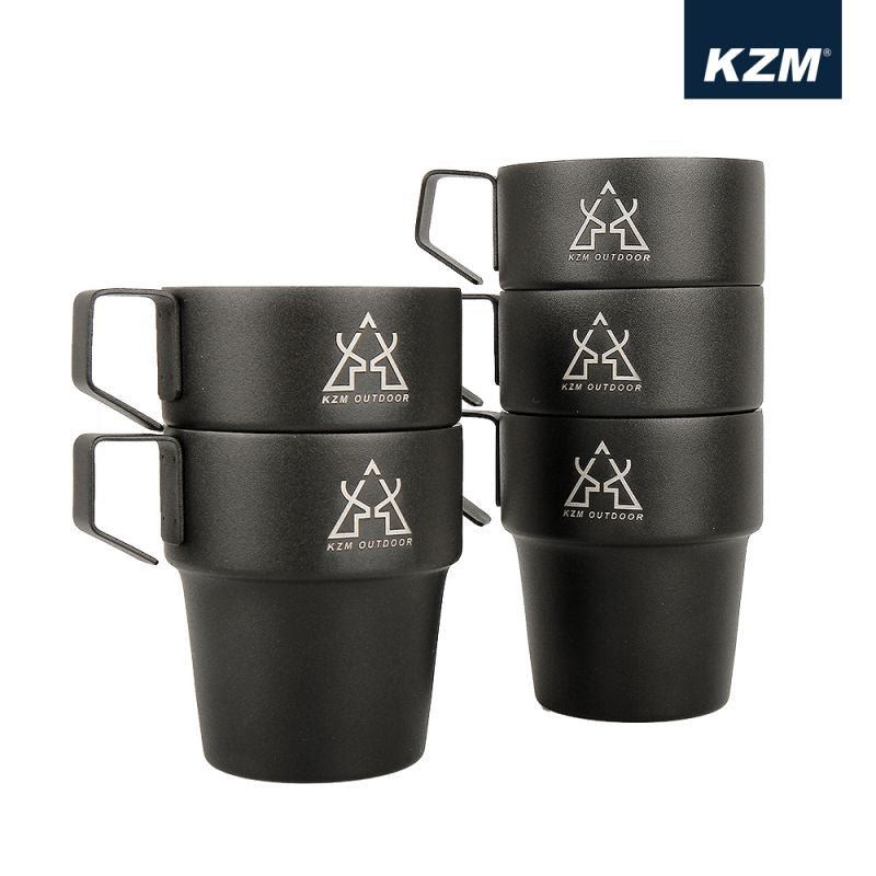 KZM 300ml 不鏽鋼雙層馬克杯 5入組 (啞光黑) K21T3K03