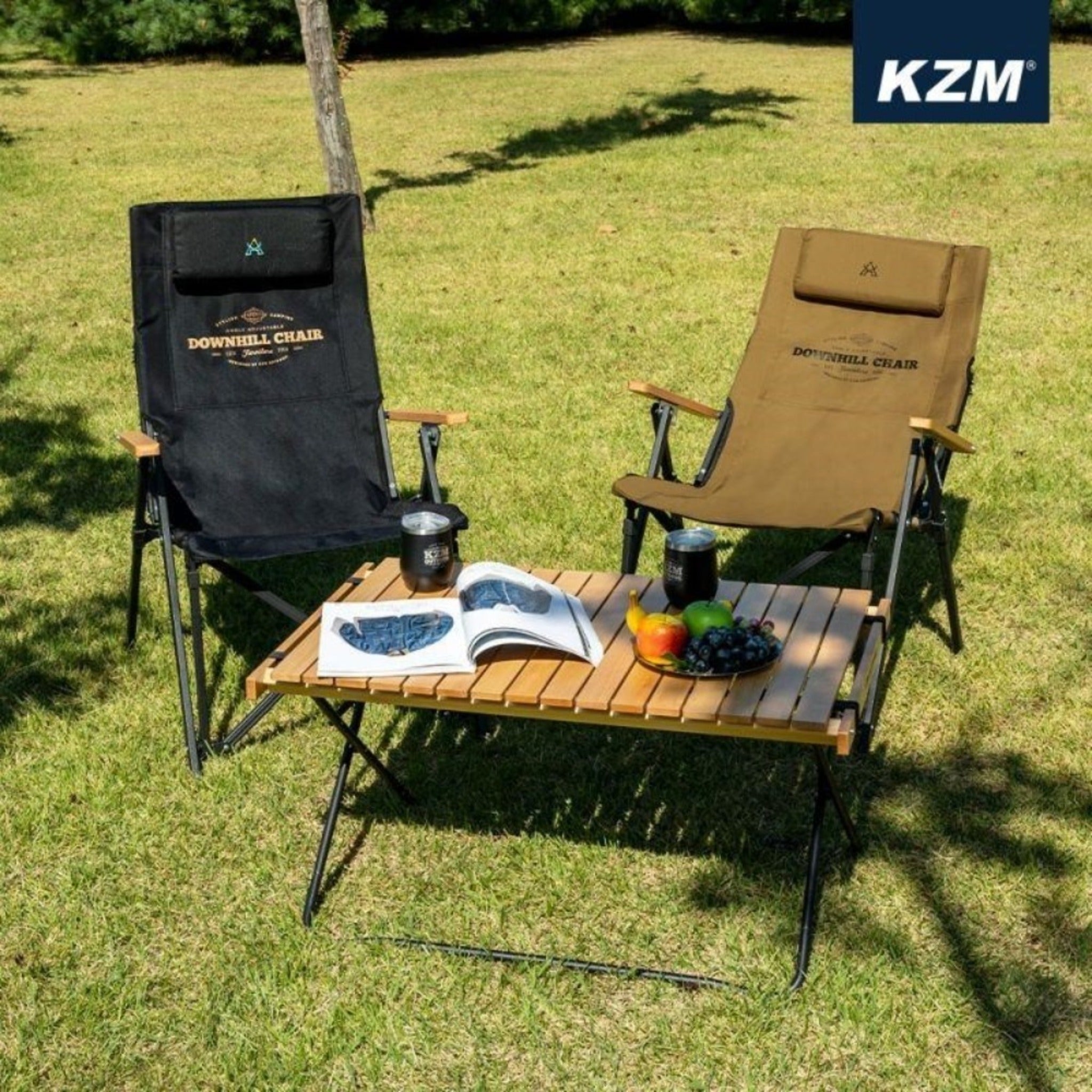 【KZM】KAZMI 素面木手把四段可調折疊椅 黑色 K20T1C32