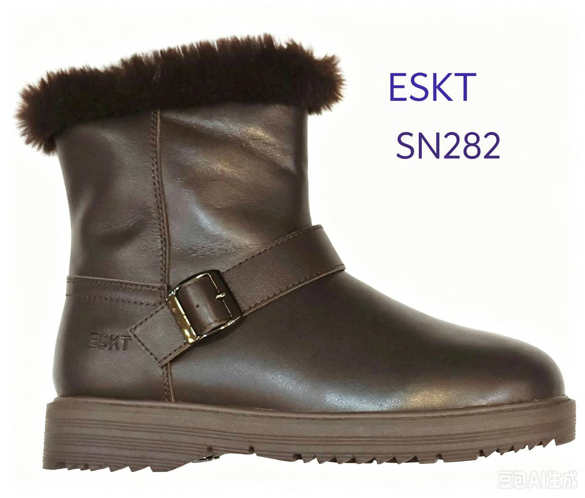 ESKT 女款 牛皮保暖雪靴 深咖 SN282