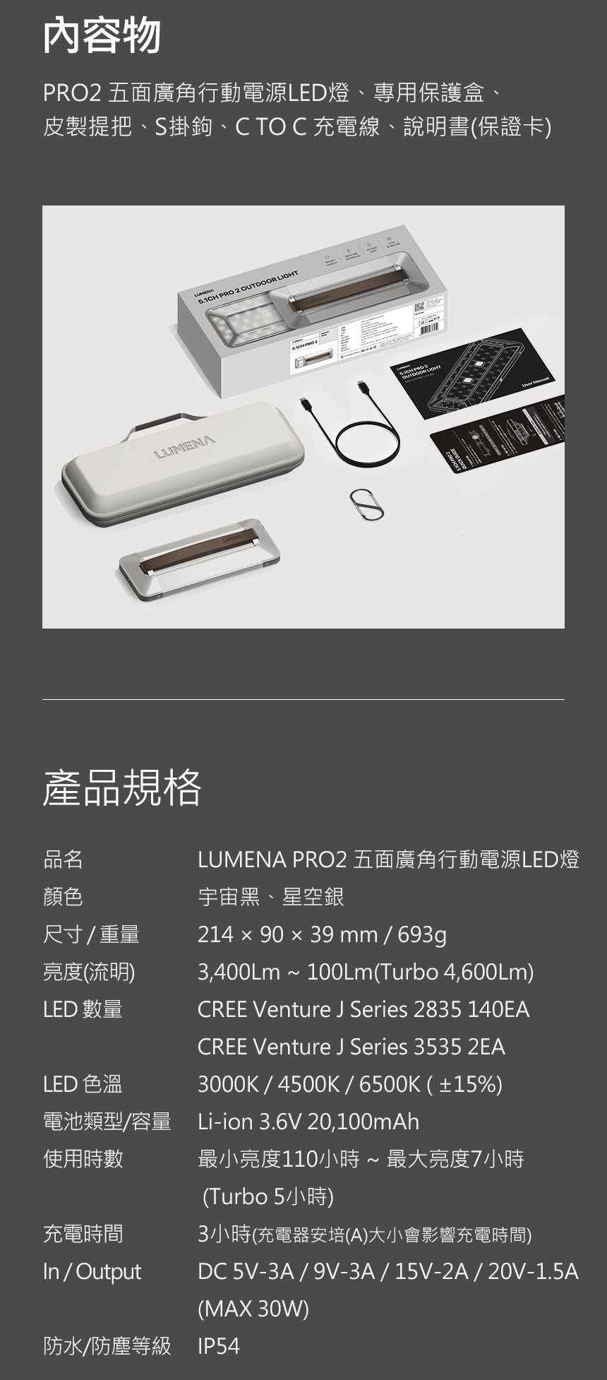 LUMENA PRO2 5.1ch 五面廣角行動LED照明燈/攝影燈 三色溫