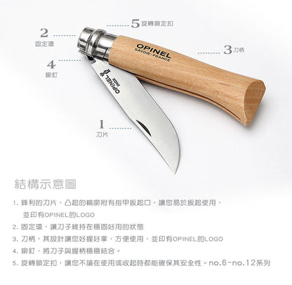 OPINEL Stainless 法國經典 櫸木柄不鏽鋼折刀
